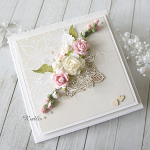 Kartka ślubna  "Dwa serca" v4 - ślubna róż 2