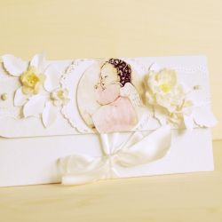 Kopertówka kartka chrzest urodziny, narodziny, zaproszenia