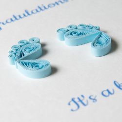 Kartka narodziny dziecka, quilling, niebieska