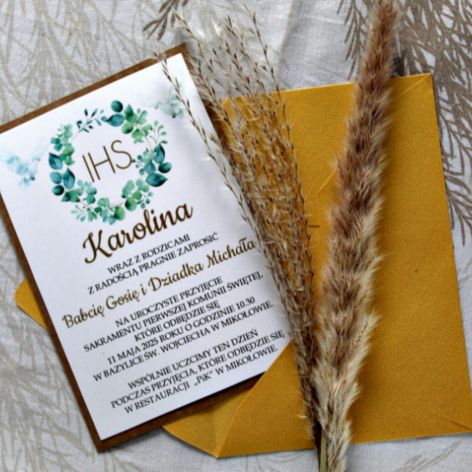 Zaproszenie Komunijne - Eukaliptus 1