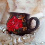 Winogrona. Ręcznie malowany kamionkowy kubek do grzańca i napojów - ręcznie malowane