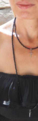Naszyjnik damski choker turmalin krzyż tur66