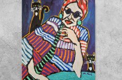 obraz olejny tam gdzie czuwają koty