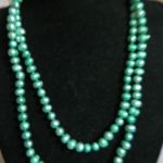 Zielone perły słodkowodne, naszyjnik, długi sznur pereł - 