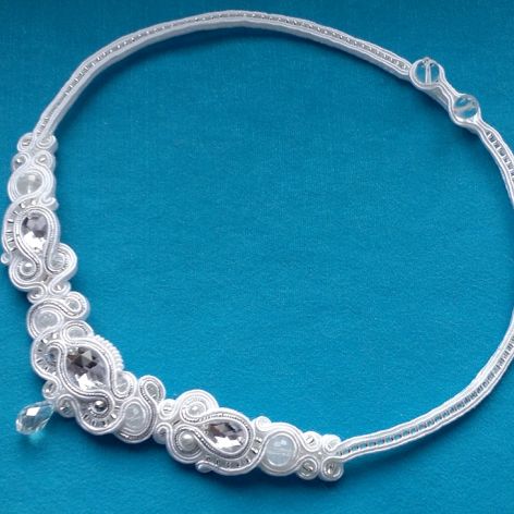 Naszyjnik-kolia Biało-Srebrzysty