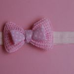 Opaska niemowlęca  - Kokardka na różowo - 