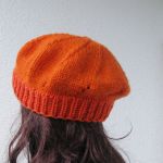 pomarańczowy klasyczny beret wełniany - 