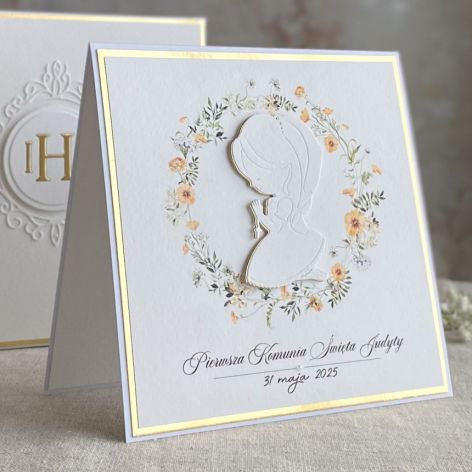 Kartka na komunię z pudełkiem i kopertą, 76D