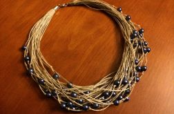 enetka - NASZYJNIK z lnu - PERŁY- LEN