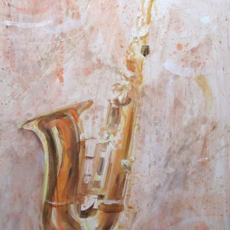 Saksofon II, obraz malowany na płótnie