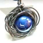 Porcelanowa kula w srebrym oplocie, okazałay wisior hand made - 