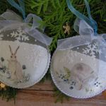 Bombki/medaliony na choinkę "Mroźna zima" – 2 szt. - śnieżny blask i elegancja