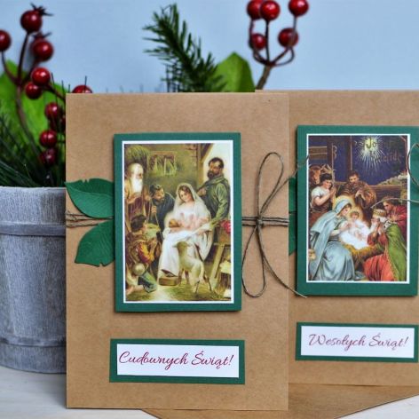 2 kartki świąteczne ŚWIĘTA Noc Boże Narodzeni