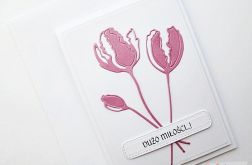 Kartka NA ŚLUB - ciemnoróżowe kwiaty