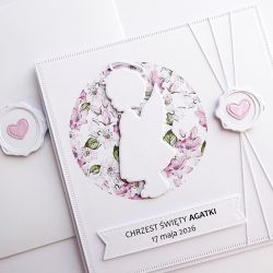 Kartka na Chrzest z aniołkiem-dziewczynką
