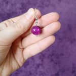 Kolczyki Crackle fioletowe - Kolczyki z koralików