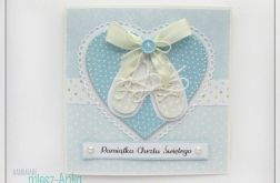 Kartka z bucikami na Chrzest dla chłopca