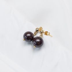 Klasyczne kolczyki pozłacane z Granatem.