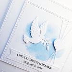 Minimalistyczna kartka z gołębicą na Chrzest - Kartka na Chrzest w błękicie handmade