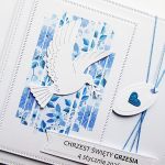 Kartka z gołębicą na Chrzest personalizowana - Ręcznie robiona kartka na chrzest z imieniem