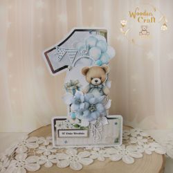 Kartka cyferka na roczek "Baby Blue 1" GOTOWA