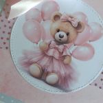 Kartka na Roczek Chrzest z misiem - Kartka na Roczek Chrzest z misiem