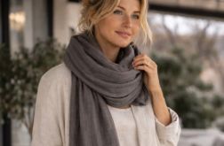 SZAL LNIANY SZALIK DAMSKI SMOKE GREY
