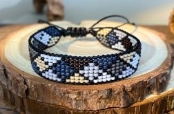 Bransoletka BOHO pleciona z koralików denim