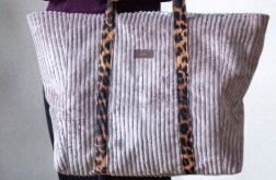 Pudrowa shopperka z grubego sztruksu