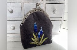 Portmonetka welurowa damska “Szafirek”, aksesorium designerskie