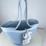 Koszyk, torba ze sznurka w odcieniach niebieskiego - 