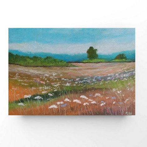 Wiosenna łąka-rysunek pastelami suchymi.