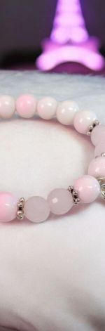 Bransoletka na gumce wieża róż pastel