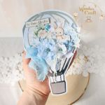 Kartka na chrzest balonik "Blue Bunny" GOTOWA - 