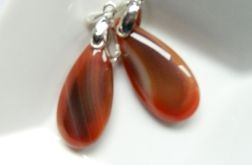 Miodowy agat botswana, eleganckie długie kolczyki, srebro