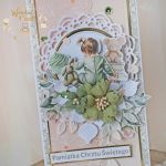 Kartka chrzest roczek "PeachBabyGirl" GOTOWY - 