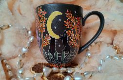 Księżycowe koty ręcznie malowany kubek 300 ml.