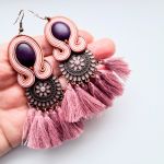 Purple kolczyki sutaszowe z frędzlami - 