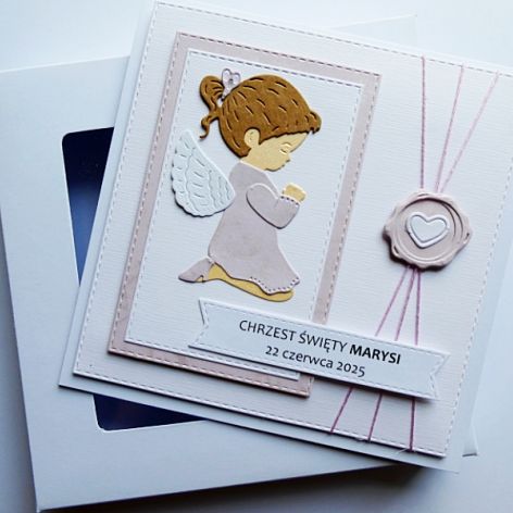 Delikatna kartka z aniołkiem na Chrzest 