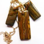 Brązowe Tygrysie Oko - elegancki zestaw biżuterii w złocie - 