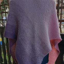 Duża chusta na drutach cieniowane róże i szarośći