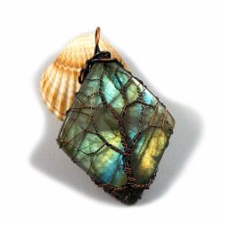 Wisior z labradorytem drzewko szczęścia,