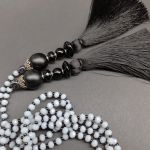 Naszyjnik Długi Sznur Kryształki Szklane z Chwostami - 