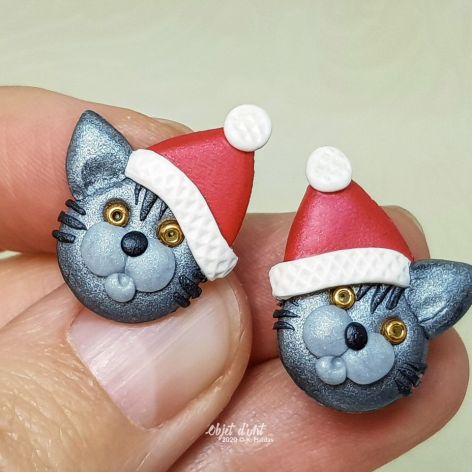 Kolczyki Świąteczne Koty Mikołaja