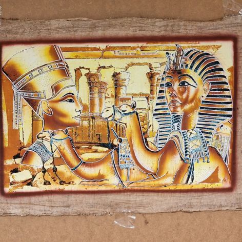 Papirus, Nefertiti i Tutanchamon, 60x40 cm, obraz, Oryginalny 100%, Egipt, papier papirusowy 40