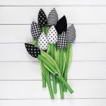 TULIPANY czarno-biały bawełniany bukiet - czarno białe tulipany