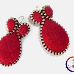 Kolczyki z zamka i filcu / Burgundy zipper earrings 