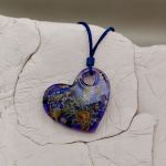 Wisiorek z żywicy - Lawendowe Serce z Kwiatami - 3