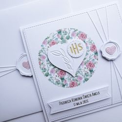 Ręcznie robiona kartka komunijna z sercem