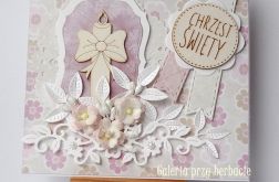 Kartka na chrzest różowa A23